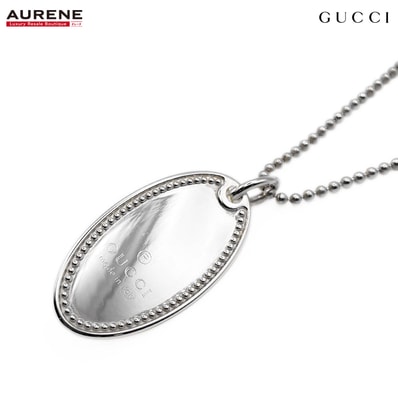 GUCCI グッチ ロゴ オーバル プレート ネックレス
ペンダント ボールチェーン SV925 シルバー ユニセックス
【中古】