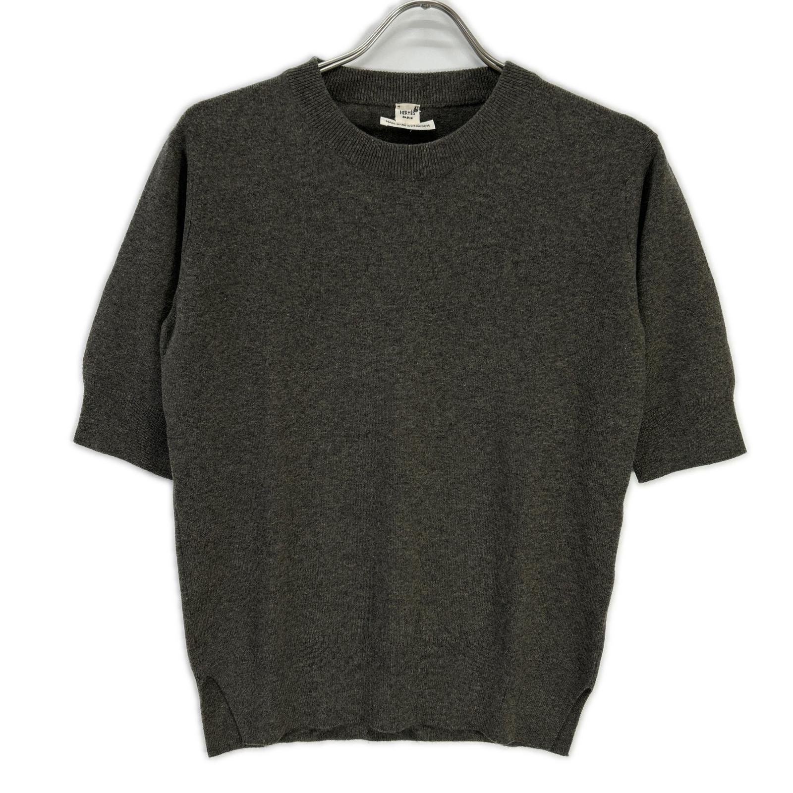 エルメス ルメール期 グレー カシミヤ 半袖ニット  40