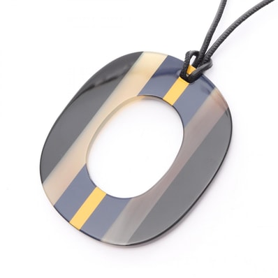 エルメス HERMES イスムポップ ネックレス ジュエリー レザー バッファローホーン レディース ブラック系 / ネイビー系 / イエロー系 【中古】