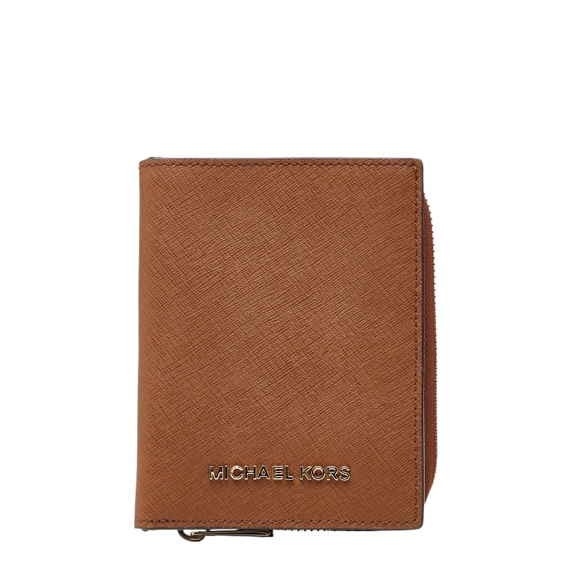 マイケルコース - カードケース パスケース ラウンドファスナー コインケース ブラウン レザー レディース Michael Kors 中古