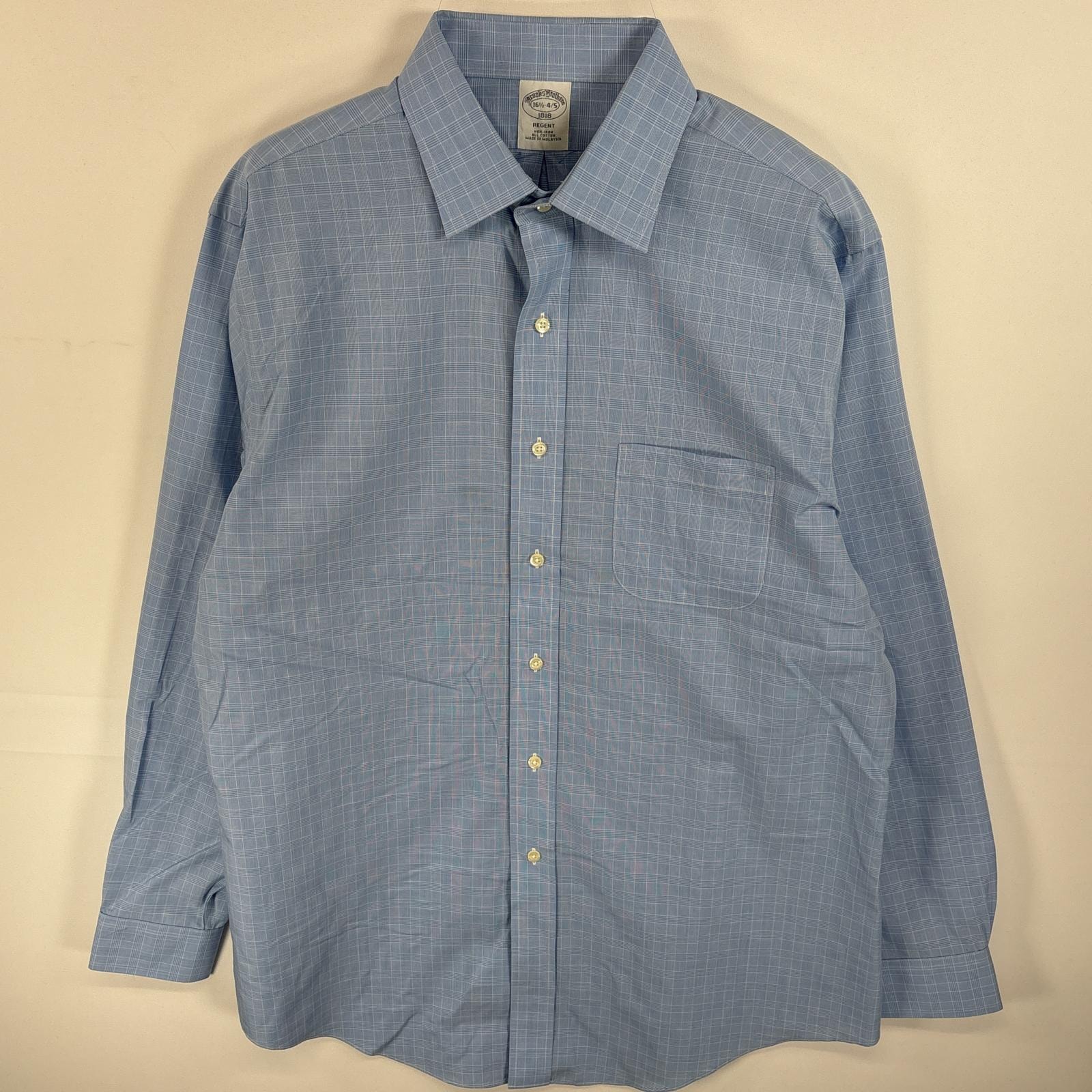 古着 ブルックスブラザーズ Brooks Brothers 長袖シャツ 1818 REGENT 胸ポケ L-XL ブルー系 チェック メンズ