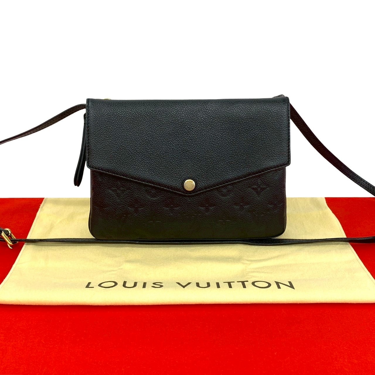 LOUIS VUITTON ルイヴィトン トワイス モノグラムアンプラント レザー ショルダーバッグ ブラック
 514-7