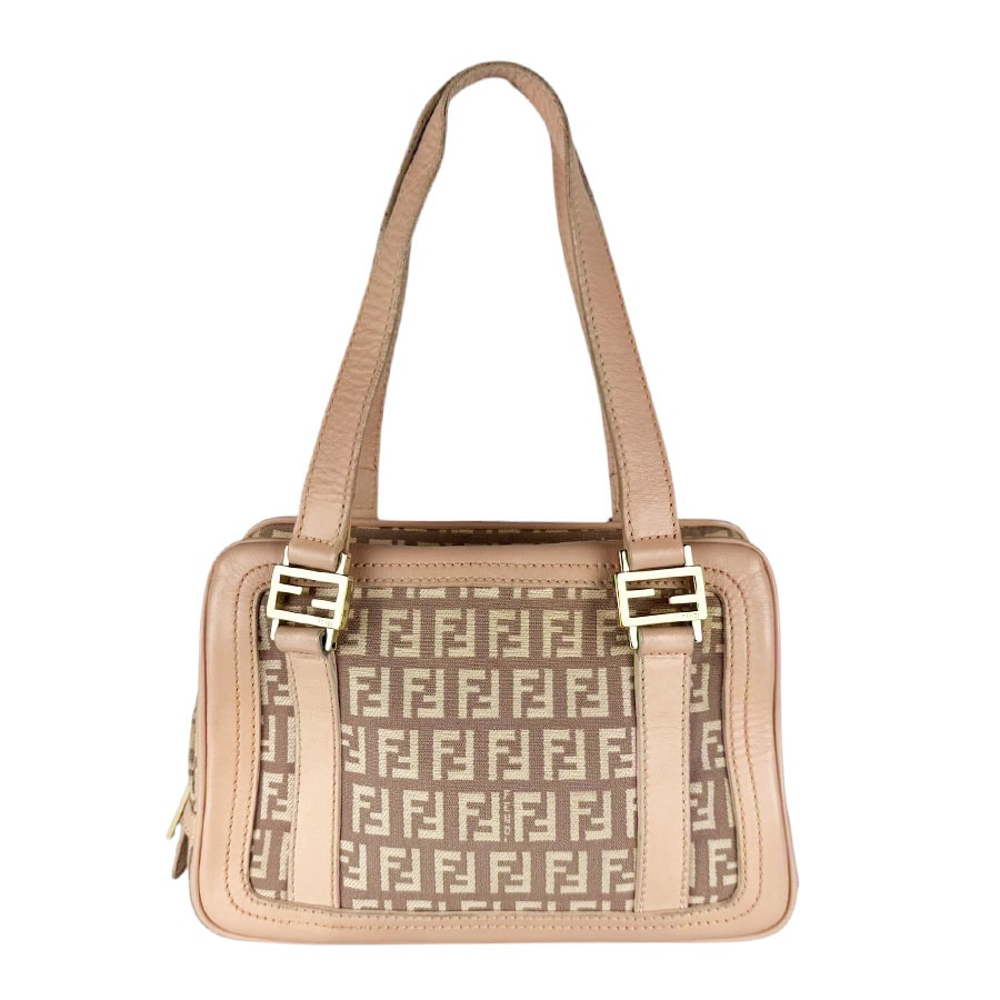 フェンディ FENDI ハンドバッグ ズッキーノ キャンバス/レザー ライトピンク/ベージュ レディース【中古】 z10706