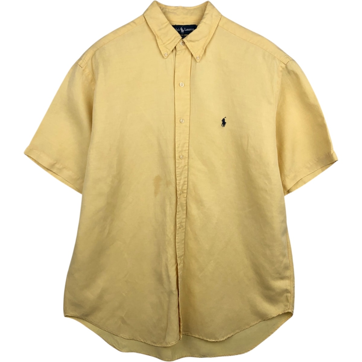 古着 ラルフローレン Ralph Lauren BLAKE 半袖 シルク×リネン ボタンダウンシャツ メンズL相当/eaa495230