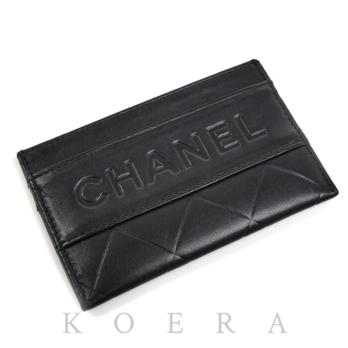 CHANEL シャネル ロゴ カードケース ブラック レディース【中古】
