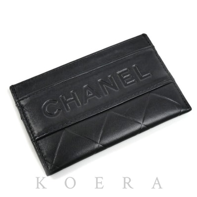 CHANEL シャネル ロゴ カードケース ブラック レディース【中古】