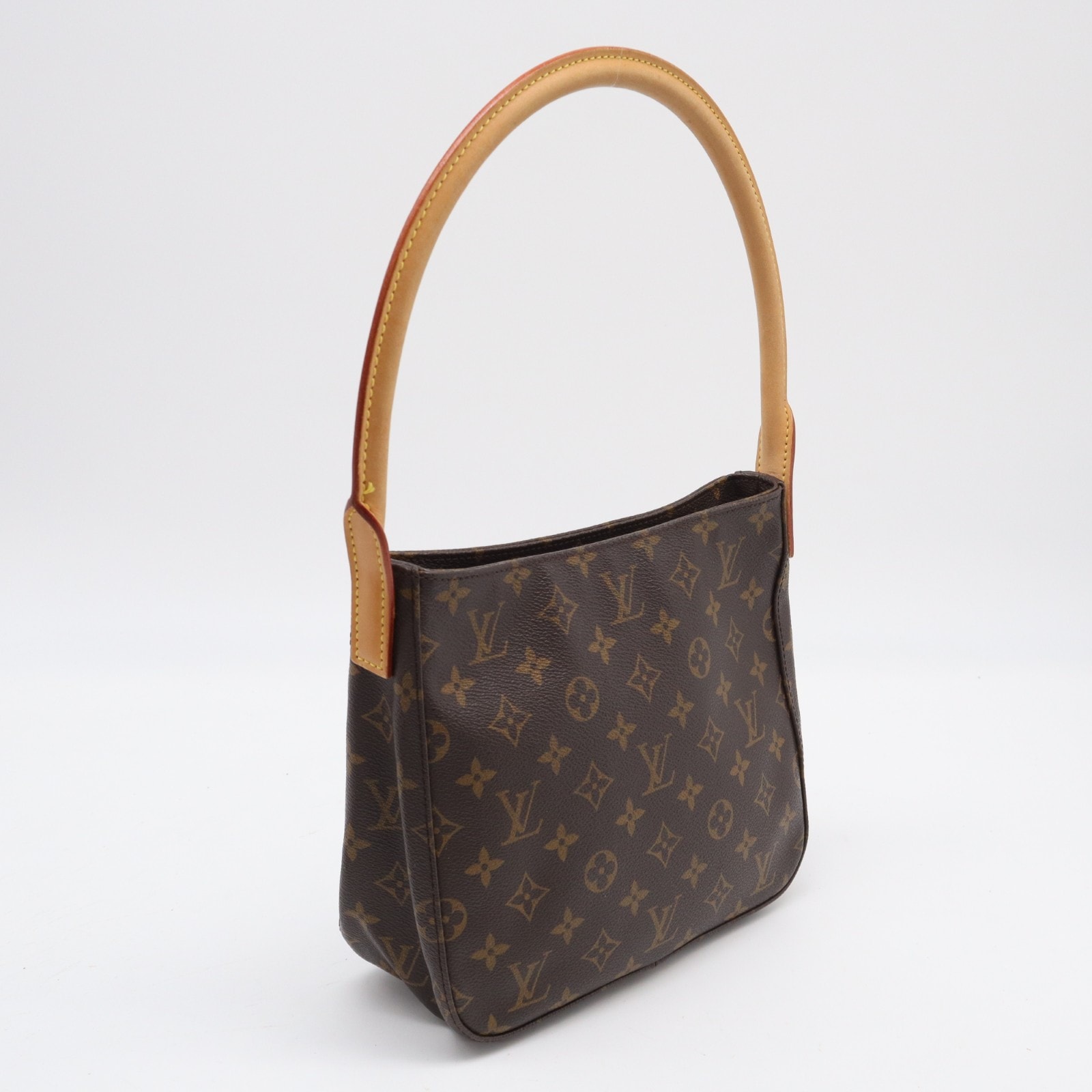 LOUIS VUITTON ルイ・ヴィトン モノグラム ルーピングMM M51146 ハンドバッグ ブラウン コーティングキャンバス レザー レディース