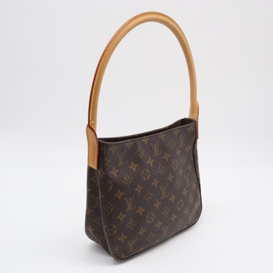 LOUIS VUITTON ルイ・ヴィトン モノグラム ルーピングMM M51146 ハンドバッグ ブラウン コーティングキャンバス レザー レディース