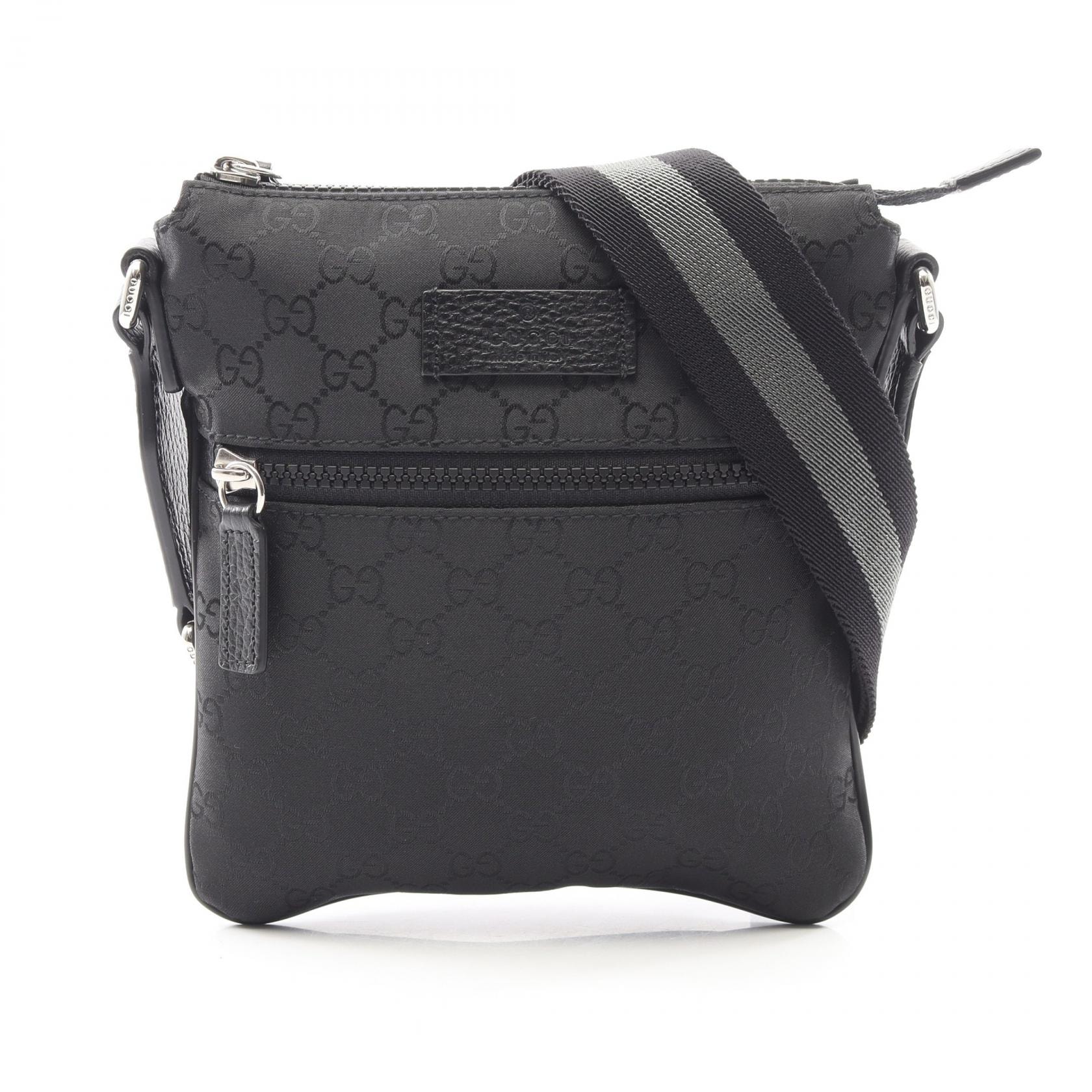 グッチ GUCCI GG柄 ショルダーバッグ バッグ ナイロン レザー メンズ レディース ブラック系 449183 【中古】