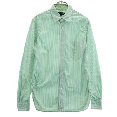 COMME des GARCONS HOMME コムデギャルソンオム 日本製 ストライプ柄 長袖 コットンシャツ XS グリーン