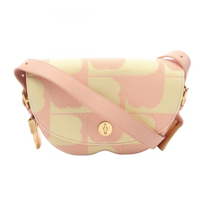 バーバリー BURBERRY チェス サッチェル ショルダーバッグ バッグ キャンバス レザー レディース ピンク系 / イエロー系 8082080 【中古】