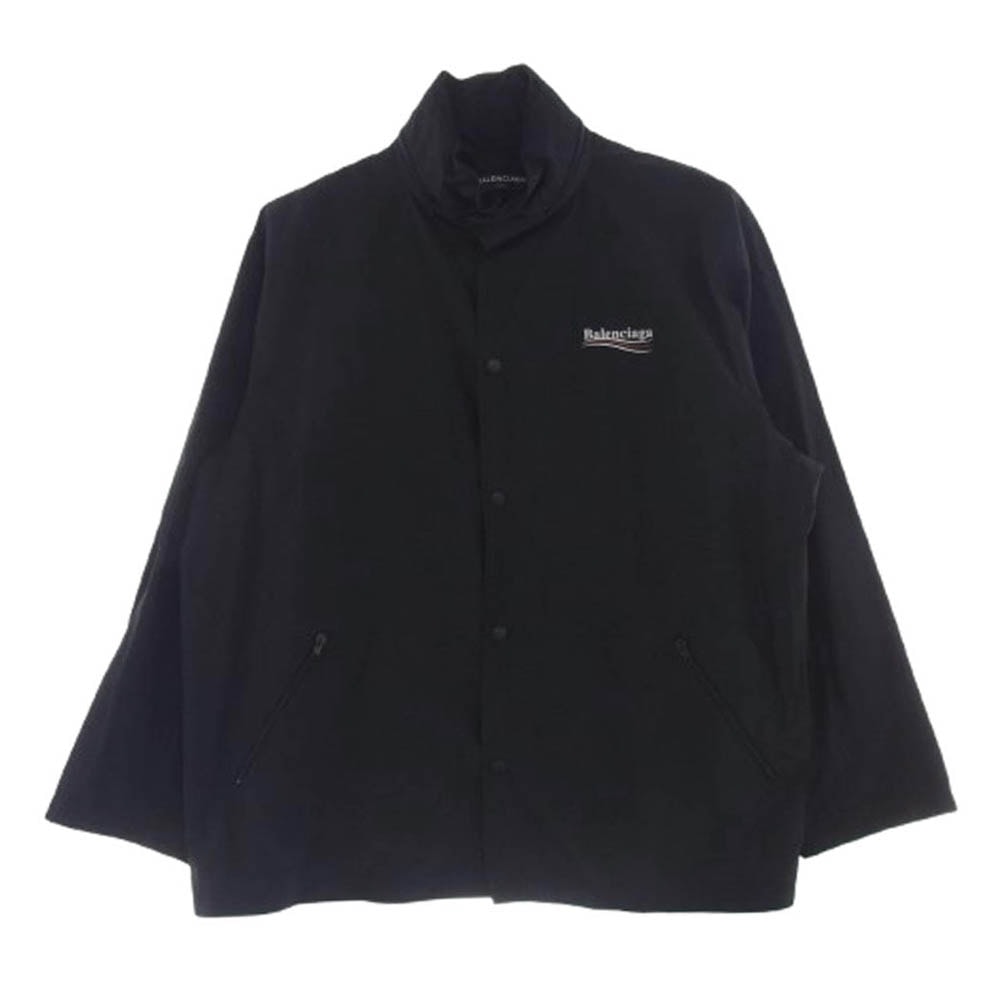 BALENCIAGA バレンシアガ ジャケット 18SS 508531 TYD36 キャンペーンロゴ レイン ブルゾン スタンドカラー ジャケット ブラック系 50【中古】