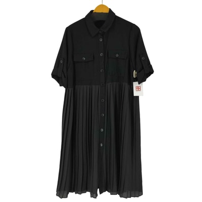 プリーツ切替 S/S シャツワンピース【1143118347786】