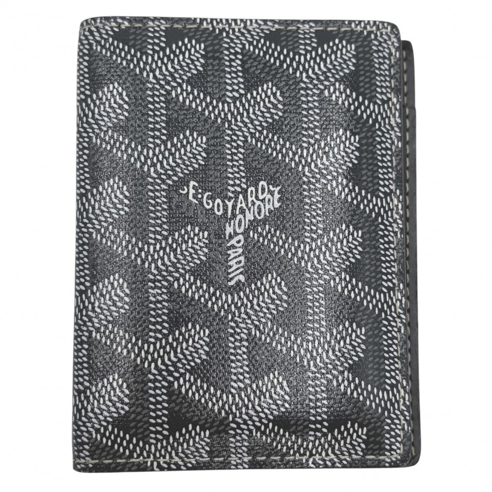 GOYARD ゴヤール カードケース ヘリンボーン サンマルク 名刺入れ 小物 コーティングキャンバス  レザー   グレー メンズ【中古品】