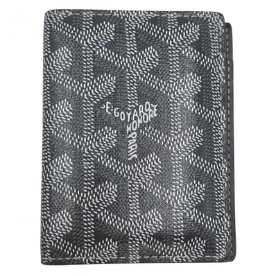 GOYARD ゴヤール カードケース ヘリンボーン サンマルク 名刺入れ 小物 コーティングキャンバス レザー グレー メンズ【中古品】