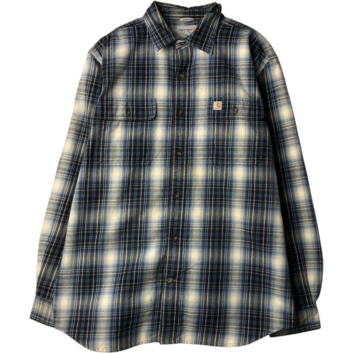 古着 カーハート Carhartt ORIGINAL FIT オンブレチェック 長袖 フランネルチェックシャツ メンズL相当/eaa637951