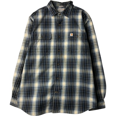 古着 カーハート Carhartt ORIGINAL FIT オンブレチェック 長袖 フランネルチェックシャツ メンズL相当/eaa637951