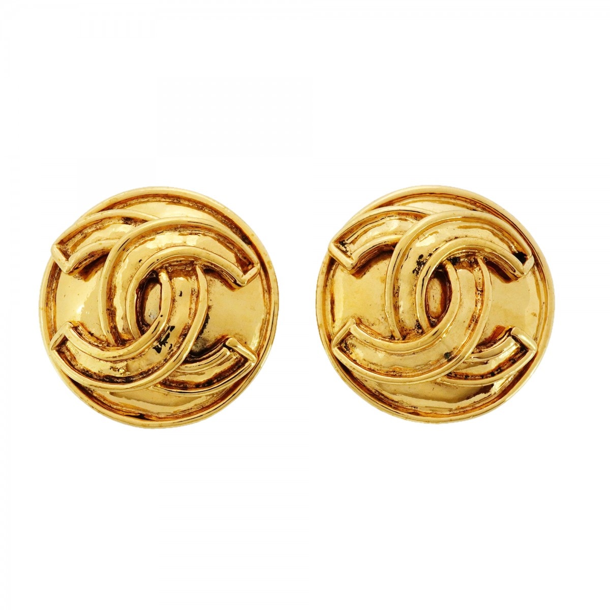 ★SALE【6jcb0869-k】シャネル イヤリング ヴィンテージ ココマーク 丸型 サークル GPメッキ ゴールド【中古】レディース