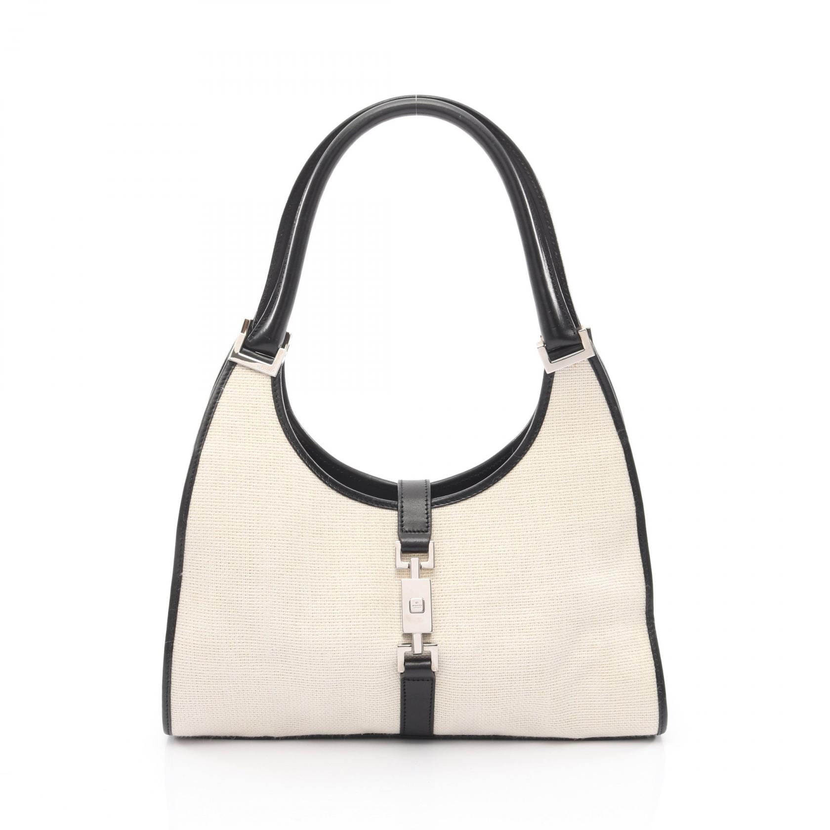 グッチ GUCCI ジャッキー ショルダーバッグ バッグ キャンバス レザー レディース ホワイト系 / ブラック系 002・1067 【中古】