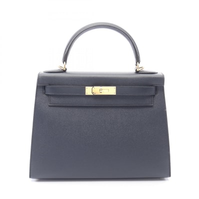 エルメス HERMES ケリー28 外縫い 2WAY ハンドバッグ バッグ レザー カーフ(牛革) ヴォーエプソン ヴォーエプソン ブルーインディゴ A刻印(2017年製造) レディース ネイビー系 【中古】