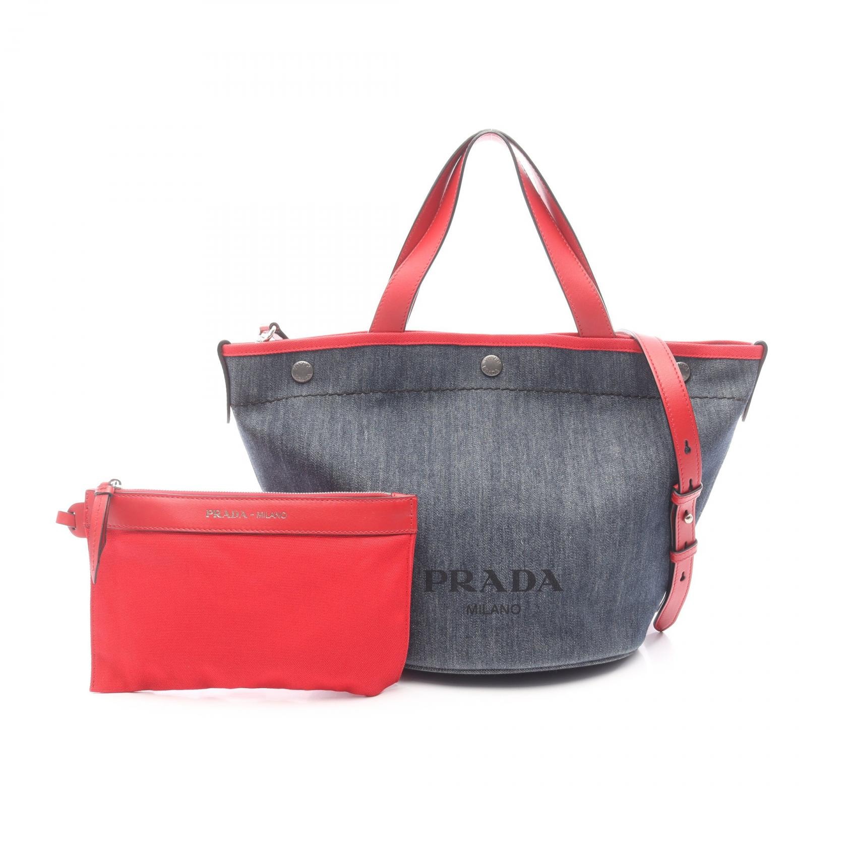 D (傷や汚れあり)】プラダ PRADA DENIM+CITY CALF 2WAY トート D (傷や汚れあり)】プラダ PRADA DENIM+CITY CALF 2WAY トート