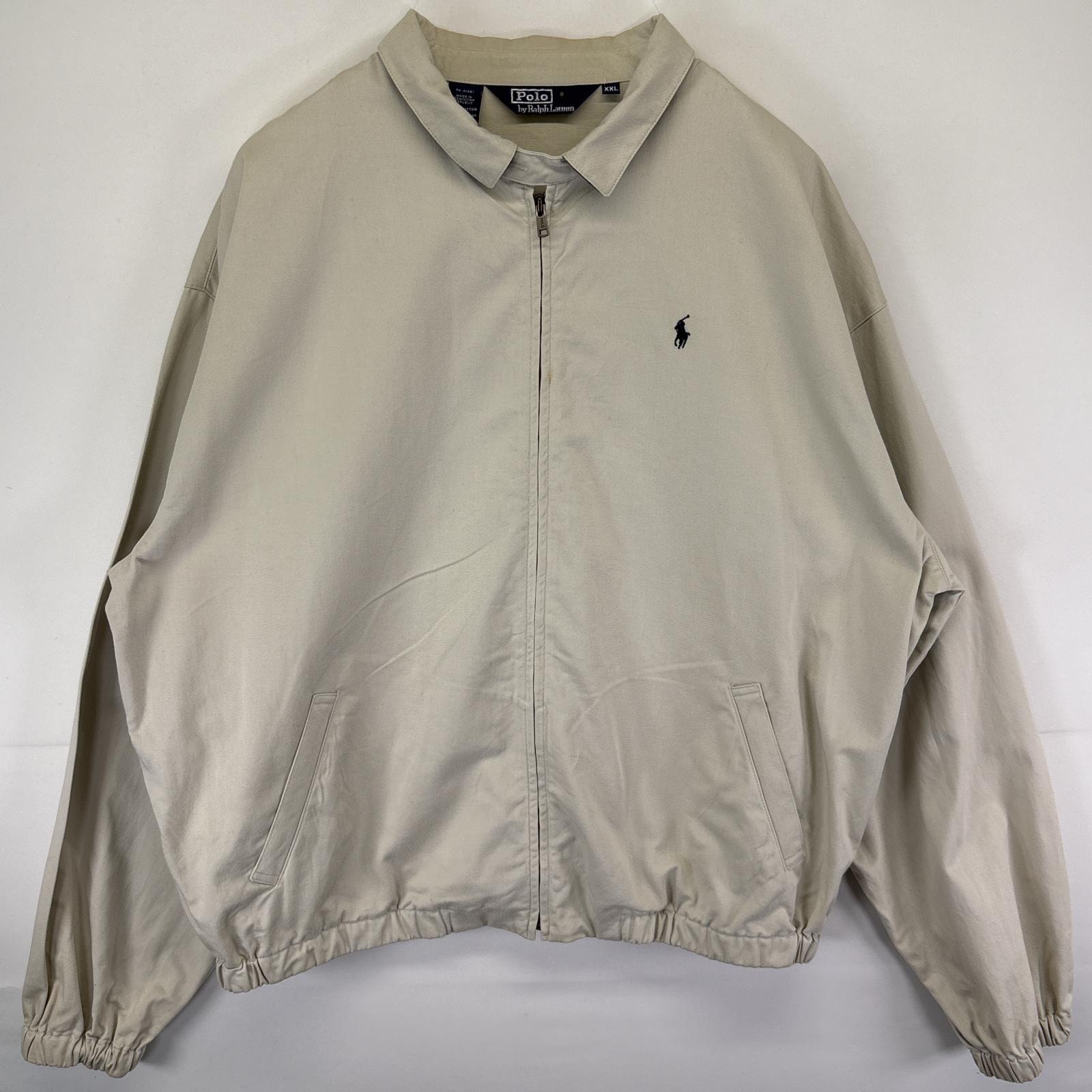 古着 ポロバイラルフローレン Polo by Ralph Lauren スウィングトップジャケット ワンポイント 大きいサイズ フルジップ 14041  ベージュ系 メンズ
