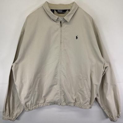古着 ポロバイラルフローレン Polo by Ralph Lauren スウィングトップジャケット ワンポイント 大きいサイズ フルジップ 14041 ベージュ系 メンズ