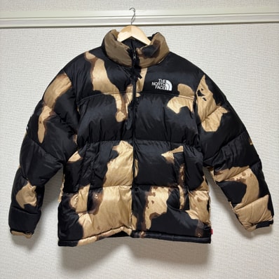Supreme x The North Face Bleached Denim Print Nuptse Jacket "Black"