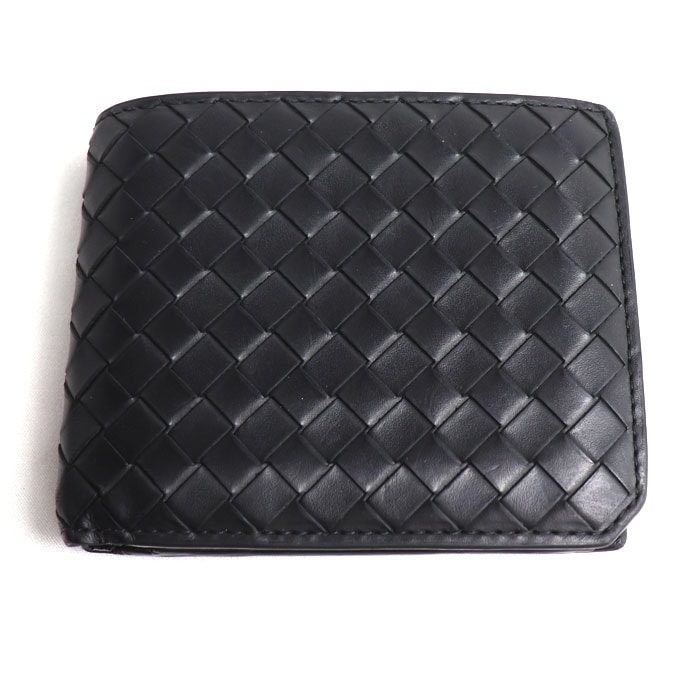BOTTEGAVENETA ボッテガヴェネタ イントレチャート ピッコロ 二つ折り財布 ブラック 805654V4LQ28803 メンズ【中古】