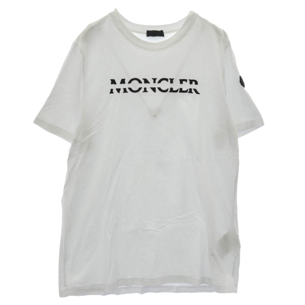 MONCLER モンクレール Tシャツ 22AW H20918C00008 829H8 SS T-SHIRT ラバー ロゴ ワッペン フロント 刺繍 カット ロゴ 半袖 Tシャツ TEE ホワイト系 S【中古】