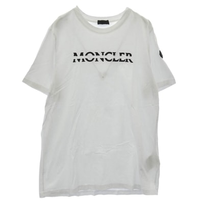 MONCLER モンクレール Tシャツ 22AW H20918C00008 829H8 SS T-SHIRT ラバー ロゴ ワッペン フロント 刺繍 カット ロゴ 半袖 Tシャツ TEE ホワイト系 S【中古】
