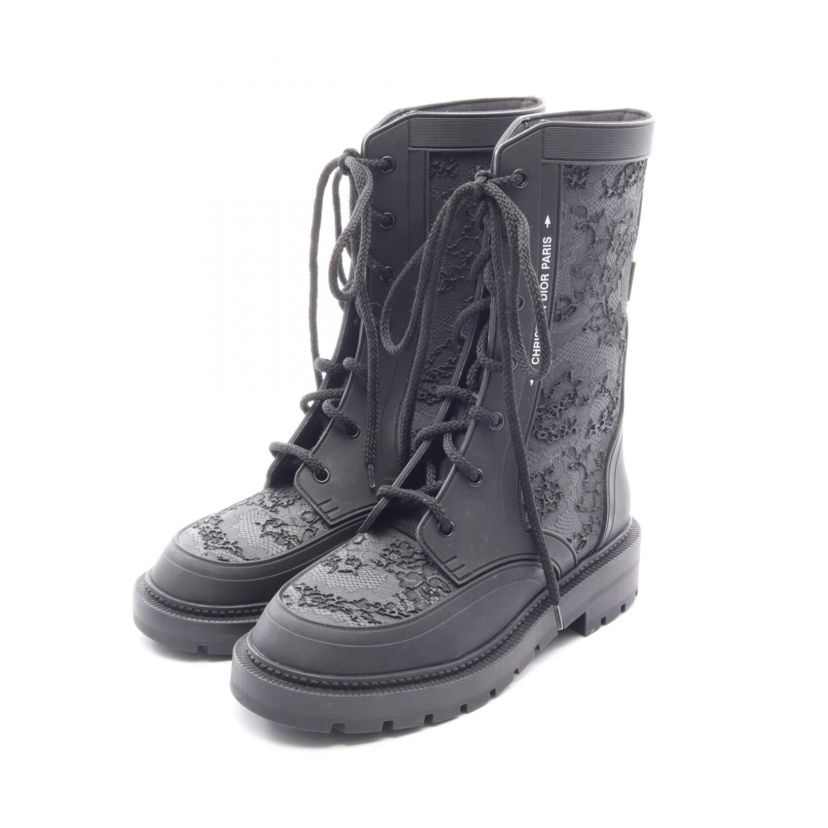 ディオール Dior DIOR CAMP レース ブーツ 靴 ラバー レディース ブラック系 【中古】