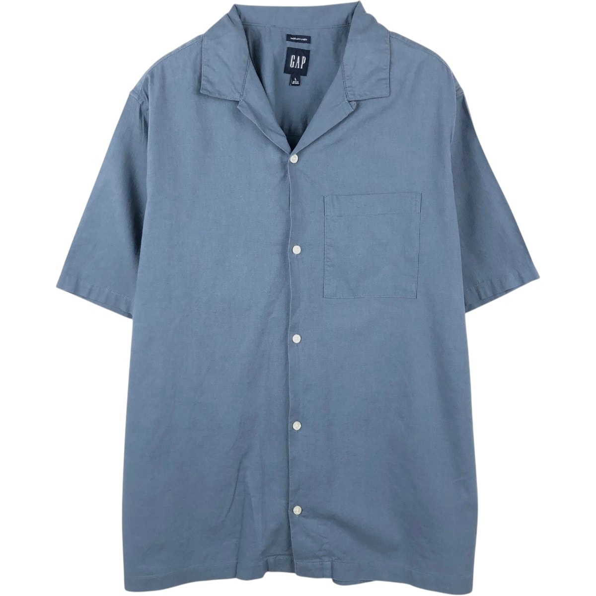 古着 ギャップ GAP MADE WITH LINEN 半袖 オープンカラー コットン×リネンシャツ ボックスシャツ メンズL相当/eaa665313