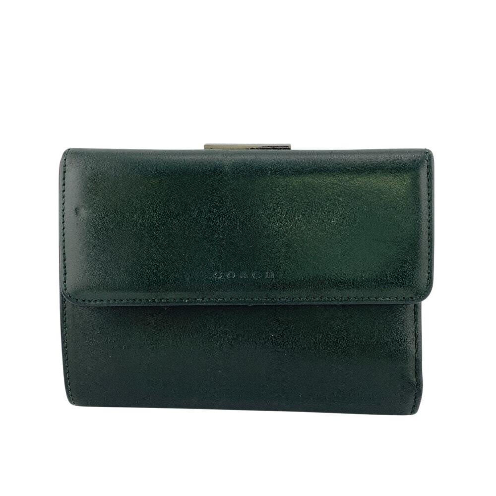 コーチ COACH 三つ折り財布 がま口 グリーン