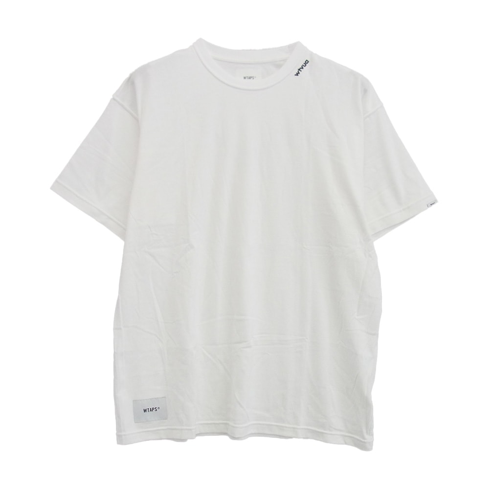 WTAPS ダブルタップス Tシャツ 23SS 231ATDT-CSM33 WTVUA / SS / COTTON wtvua ネックロゴ 刺繍 半袖 Tシャツ ホワイト ホワイト系 03【中古】