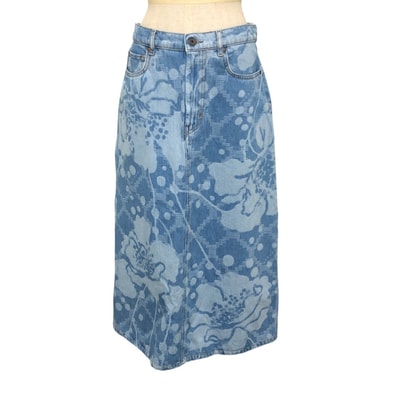マックスマーラ MAX MARA ハイビスカス柄 23510601396 ウィークエンド ミモレ丈 デニム スカート コットン ブルー