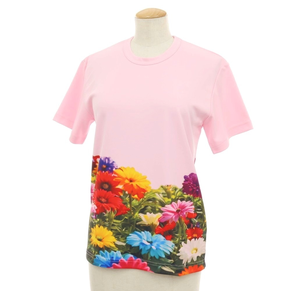 【中古】コムデギャルソン コムデギャルソン COMME des GARCONS COMME des GARCONS 2025年春夏 ポリエステル 花柄転写プリント 半袖Tシャツ ピンク【サイズXS】【レディース】