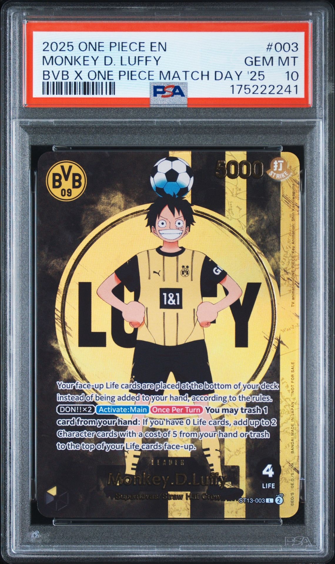 ワンピースカード ボルシア・ドルトムント プロモ ST13-003 PSA10】モンキー・D・ルフィ L [ST13-003]【英語版】(プロモーション