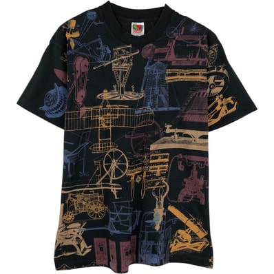 古着 90~00年代 フルーツオブザルーム FRUIT OF THE LOOM オールオーバープリント プリントTシャツ メンズL相当/eaa657702