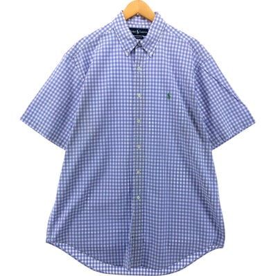 古着 ラルフローレン Ralph Lauren CLASSIC FIT ギンガムチェック 半袖 ボタンダウン チェックシャツ メンズL相当/eaa552706