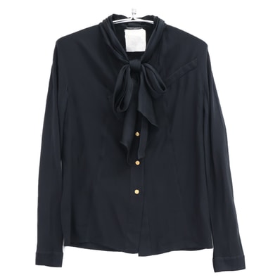 シャネル シルク スカーフ付 金ボタン カーディガン