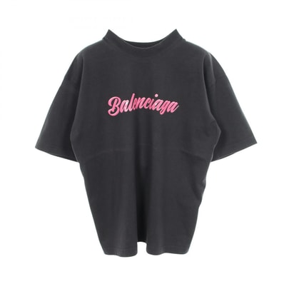バレンシアガ BALENCIAGA ロゴ 半袖Tシャツ 衣料品 トップス コットン メンズ レディース ブラック系 / ピンク系 【中古】