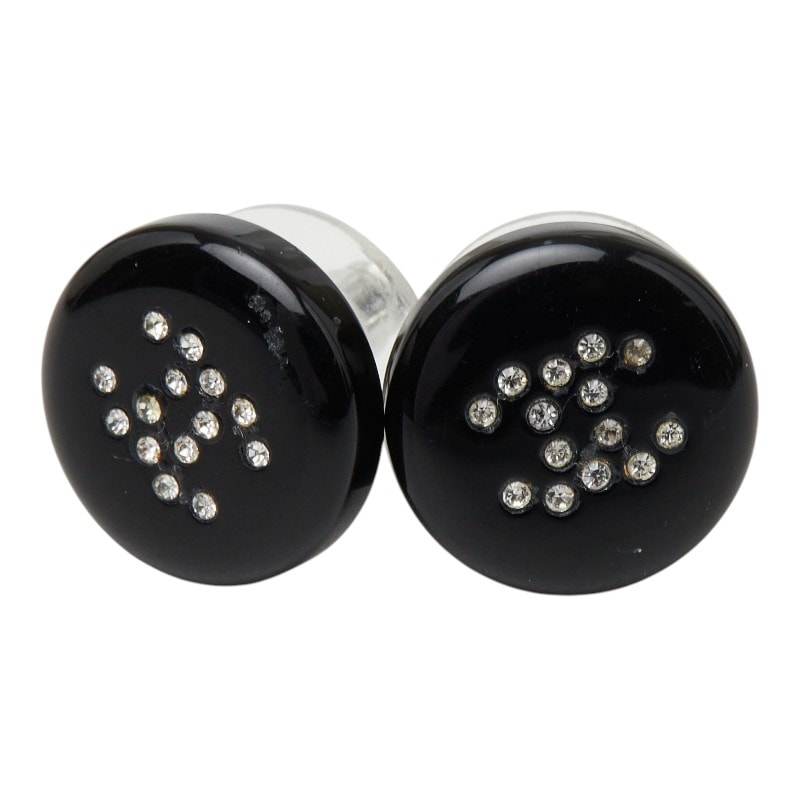 シャネル ココマーク ラウンド スタッドピアス 05V刻印 ブラック プラスチック ラインストーン レディース CHANEL 【中古】