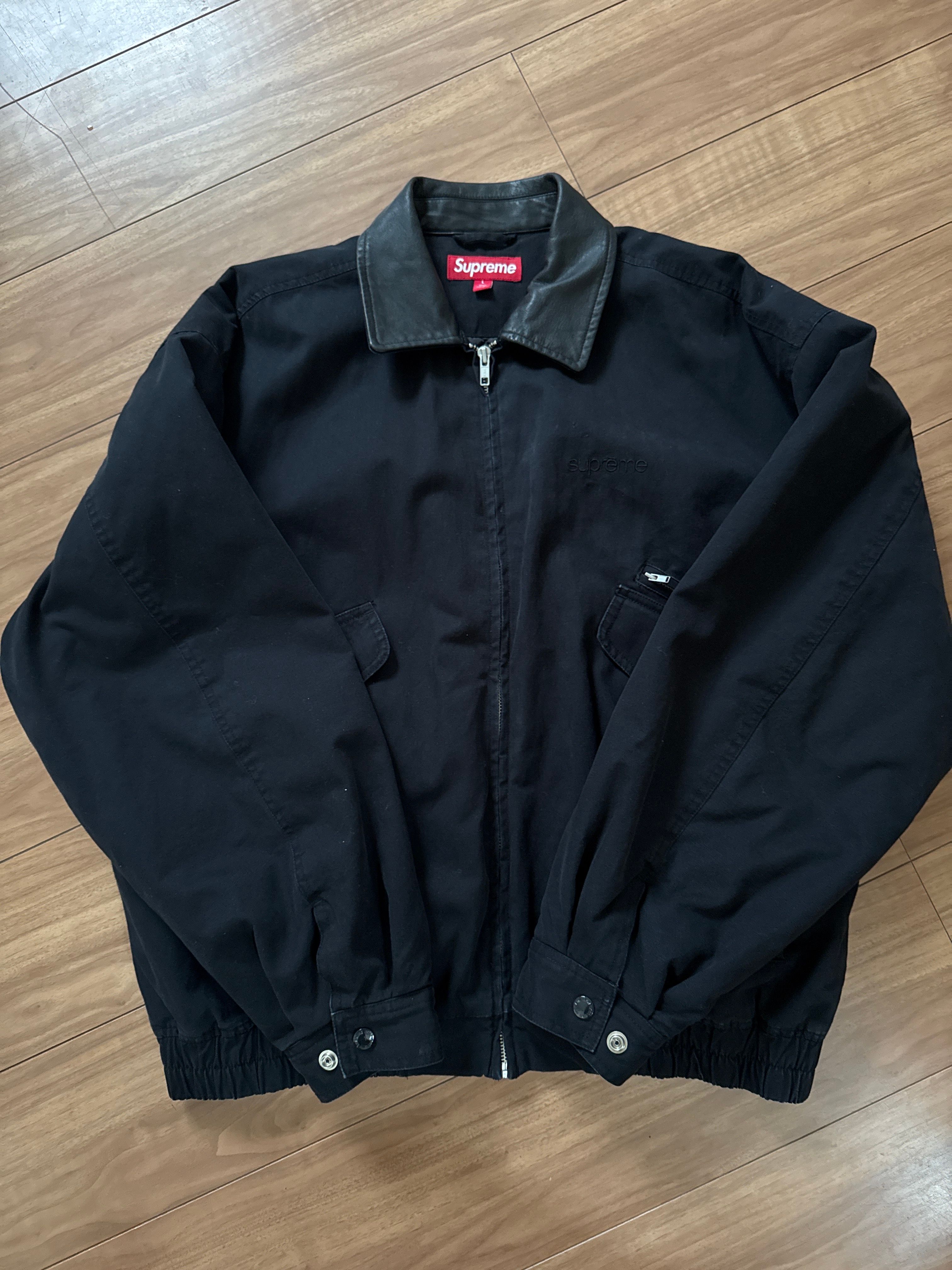 Supreme Leather Collar Utility Jacket "Black"
