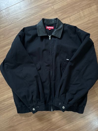 Supreme Leather Collar Utility Jacket "Black"