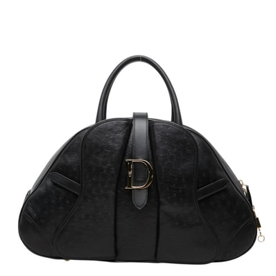 ディオール ダブルサドルバッグ Dロゴ ハンドバッグ MA-0070 ブラック オーストリッチ レディース Dior 中古