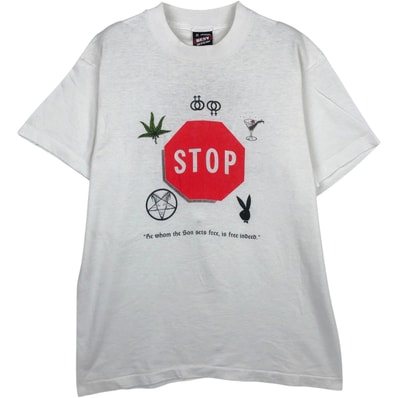 古着 90年代 フルーツオブザルーム FRUIT OF THE LOOM メッセージプリントTシャツ USA製 メンズM相当 ヴィンテージ/eaa638235