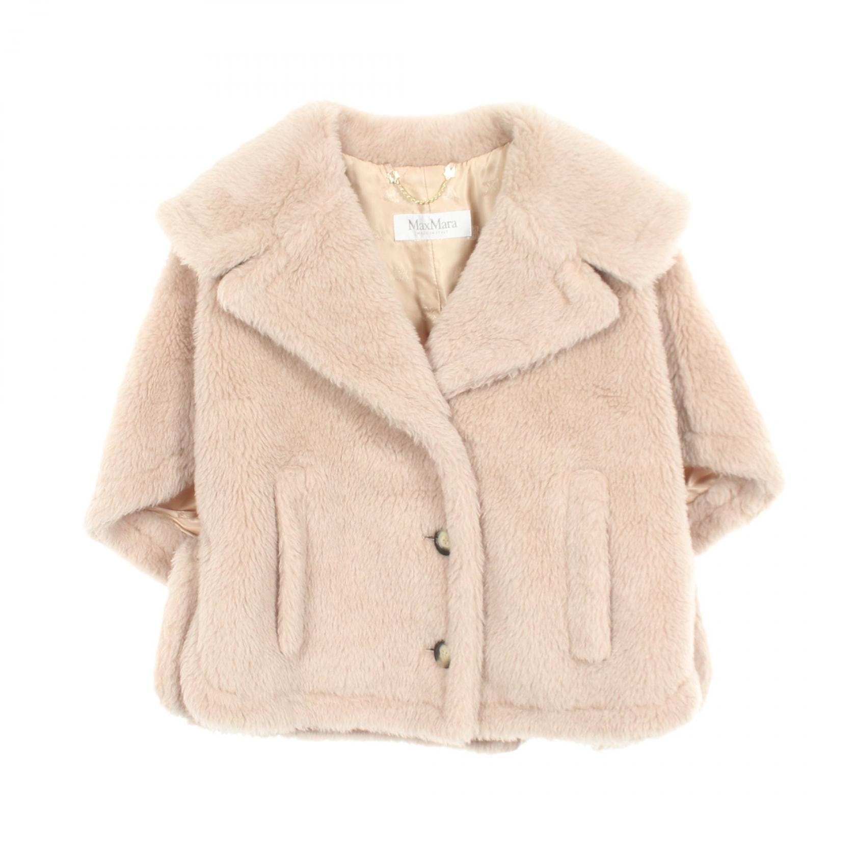マックスマーラ MAX MARA テディベア ケープコート ポンチョ 衣料品 アウター ウール シルク アルパカ レディース ベージュ系 【中古】