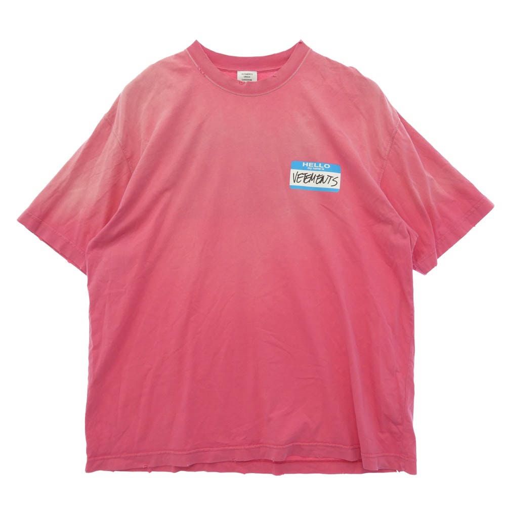VETEMENTS ヴェトモン 22ss UE63TR640P MY NAME IS VETEMENTS FADED TEE フェード 半袖 Tシャツ カットソー ピンク系 M【中古】
