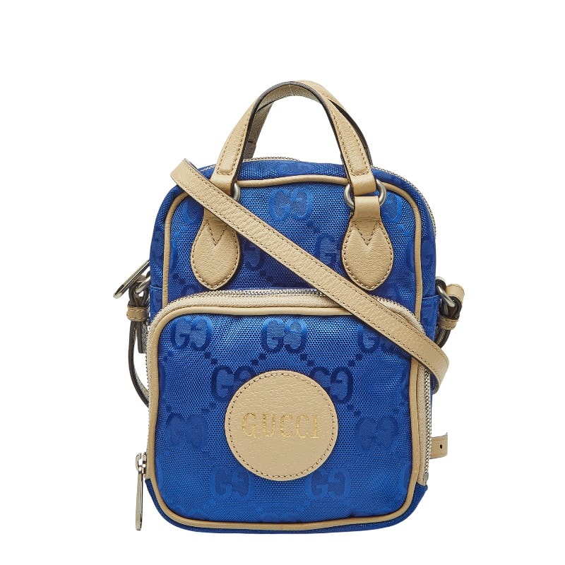 グッチ GGナイロン オフ ザ グリッド ハンドバッグ ショルダーバッグ 2WAY 625850 ブルー ナイロン レザー レディース GUCCI 【中古】